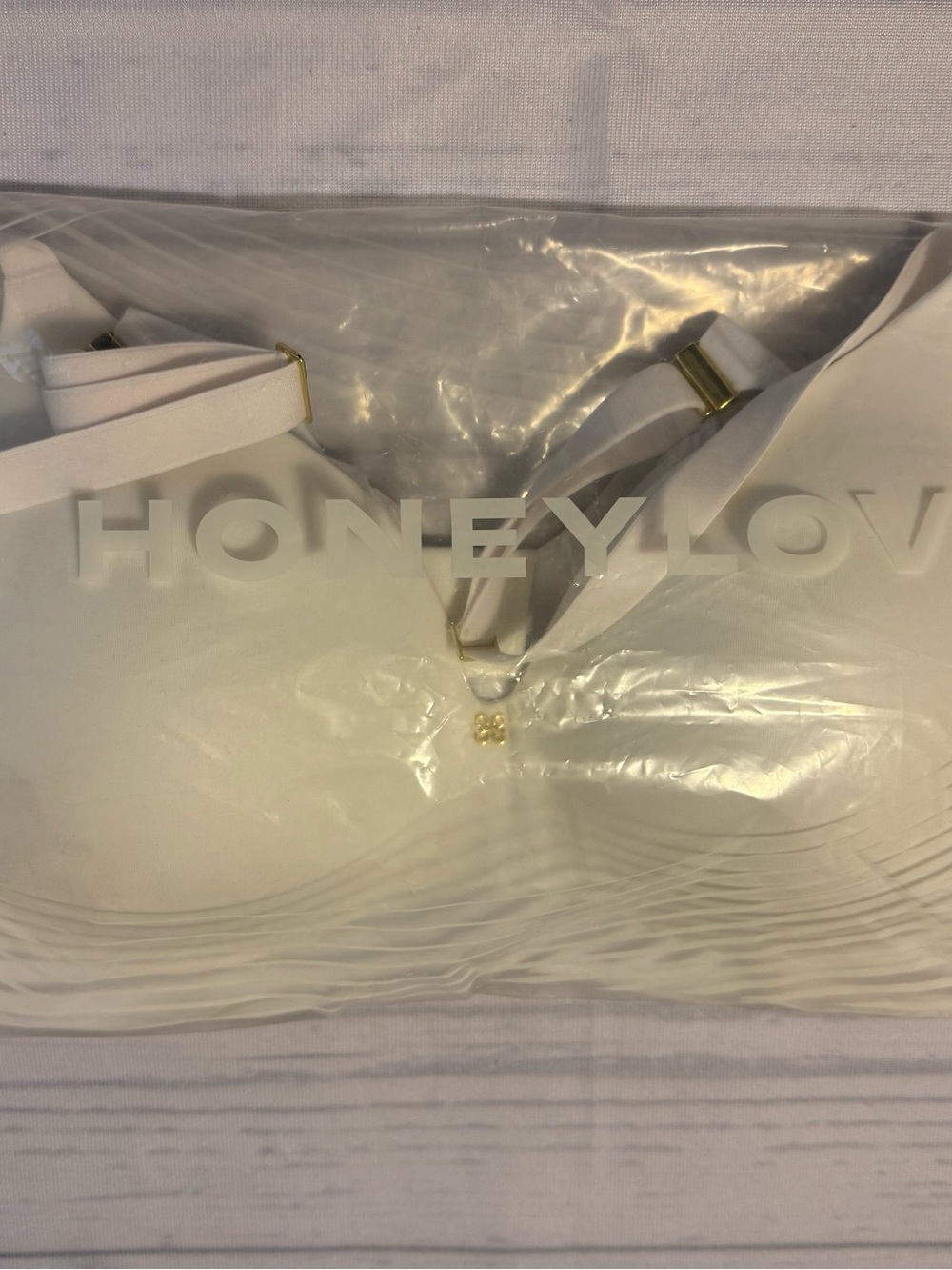 Honeylove Cloud Embrace Bra White with Gold Accents 36C New